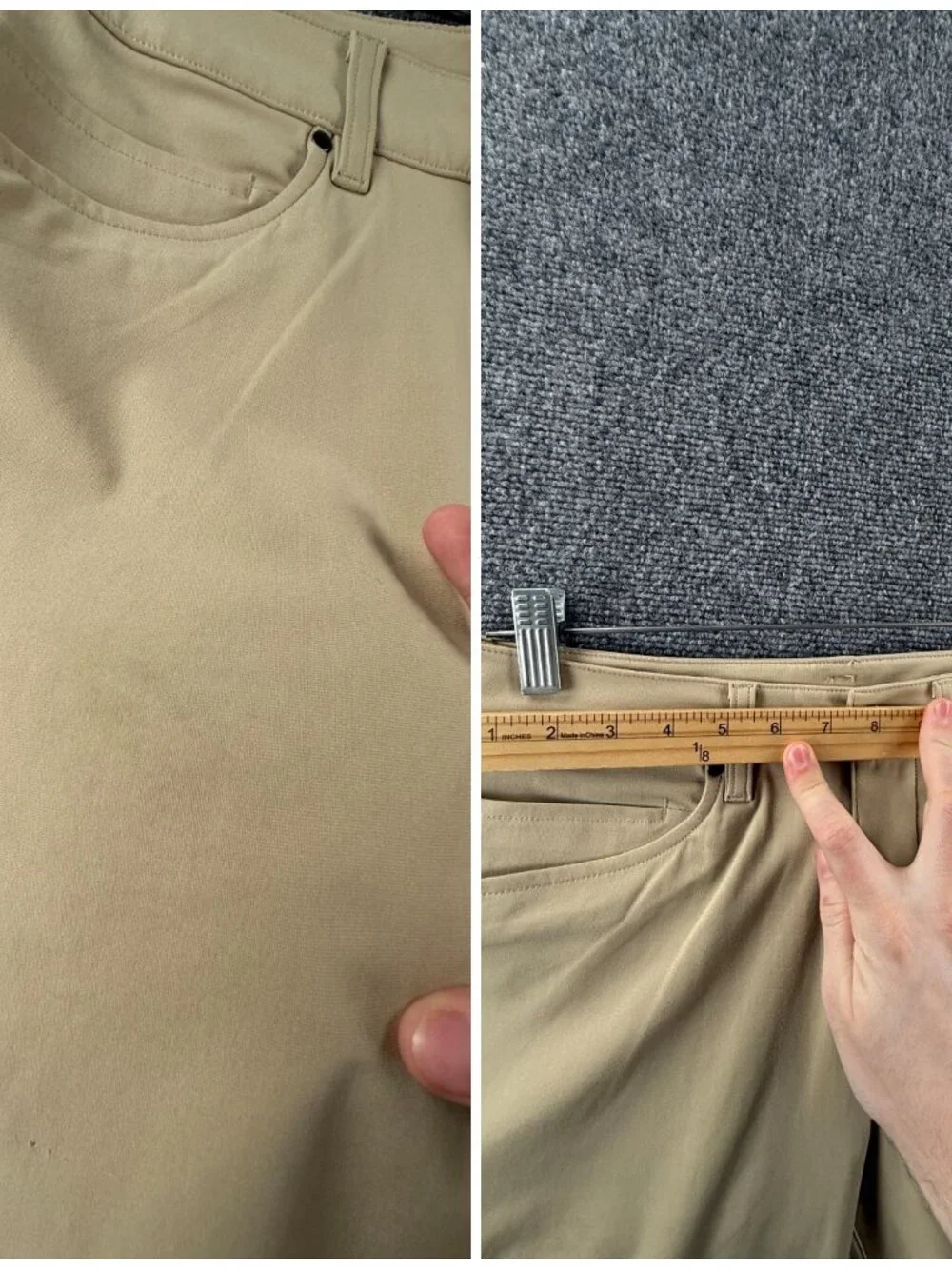 Lululemon Beige Stretch Pants Men Performance Size 28 Pockets Casual ACTL 29X30